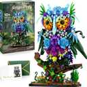 JOJO&Peach Floral Owl Toy Building Set for Girl, MOC Flower & Animal Collectible Home Decor and Office Art, Birthday Gifts Toys for Women Adults & Teens Age 8 10 12 14+ (1309 Pieces)