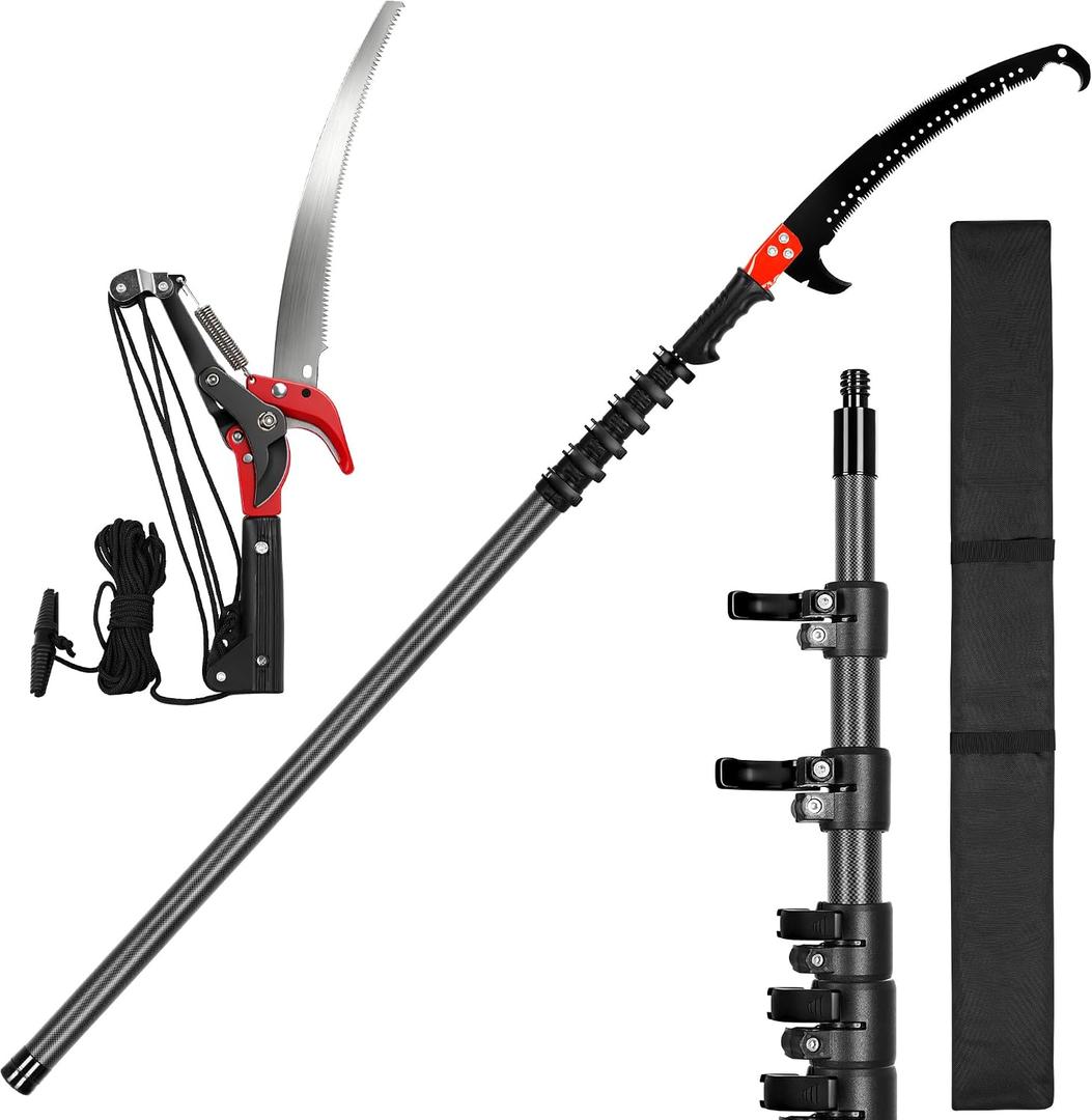 DOBEN 27FT Lightweight Carbon Fiber Manual Pole Saw for Tree Trimming
