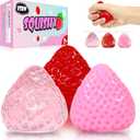 3Pcs Big Taba Strawberry Squishies, Cute Fruit Squeeze Stress Relief Toys, Upgrade Kawaii Sticky Fidget Toys, Party Favors & Birthday Gifts for Kids Ages 4-8, 8-12 Girls Boys