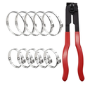 CV Boot Clamp Plier with 10PCS 304 Stainless Steel Crimp Bands, 5PCS Small and 5PCS Large Universal Adjustable Drive Shaft Drive Shaft Joint Boot Crimp Clamps for Most Cars