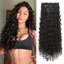 LONAI 4PC Clip in Hair Extensions, 100 Pure Protein Silk Curly Hair Extension for Women, 26 Inch Long Soft Natural Hair Extensions-Dark Chocolate Brown