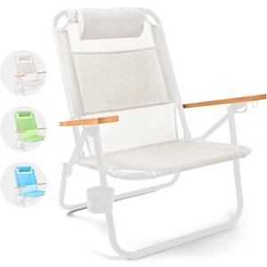 Water Buffalo Bondi Beach Chair  Backpack Beach Chair for Adults with Reclining Positions, Cup Holder & High Back Support (Seashell White)