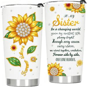 AREOK Sister Gift From Sisters, Birthday Gifts for Sisters - To My Big Little Sister Gifts, 20 OZ Stainless Steel Insulated Travel Coffee Tumbler Cup
