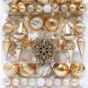 Christmas Tree Ornaments Decorations Set-116ct 1.18-6.5 Inch Assorted White Gold Shatterproof Decorative Hanging Christmas Ball Ornaments Bulk, Xmas Tree Tabletop Decorations for Holiday Decor