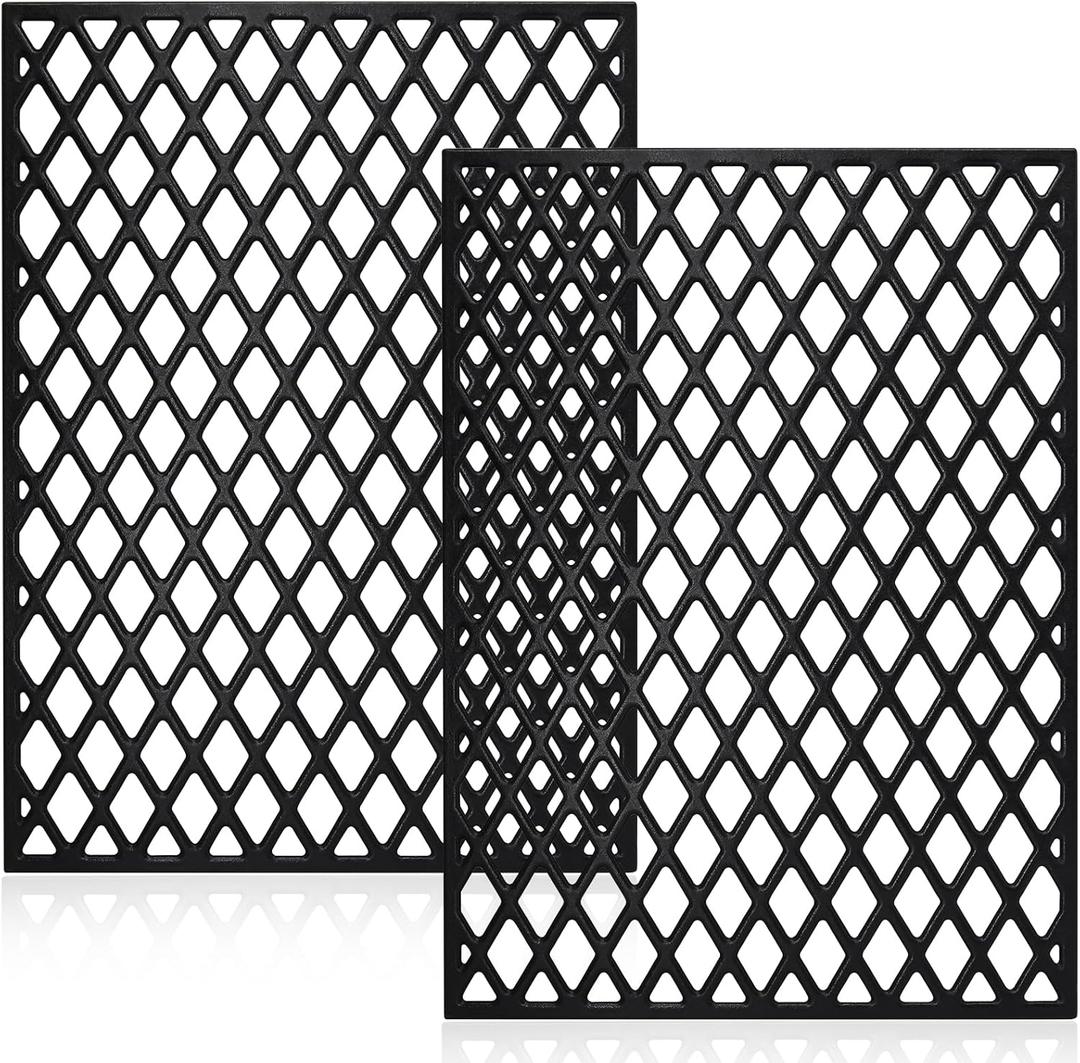 Hiorucet Cast Iron Grill Grates for Pit Boss 850 & 820 Series, Pro Series II 850 Wood Pellet Grill, PB820, PB820PS1, PB820D, PB0820D3, PB820FB, PB820XL, PB820D3, PB850PS2 Replacement Parts, 2 Pack.