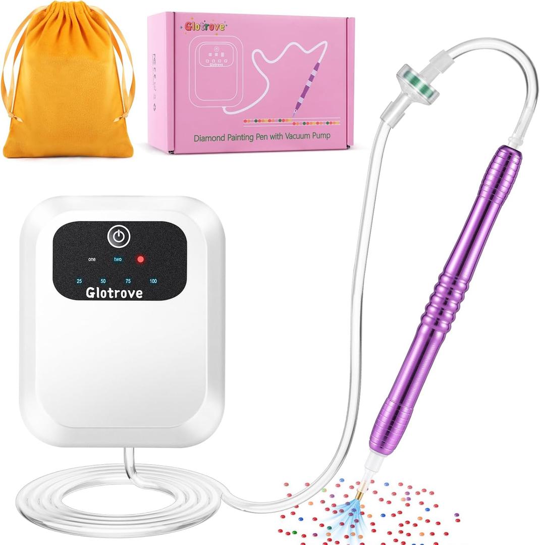 Glotrove Electric Diamond Painting Pen, Diamond Art Pens No Wax Needed, Accessories Tool Vacuum Drill Pen with Adjustable Suction Levels for Setting Stones
