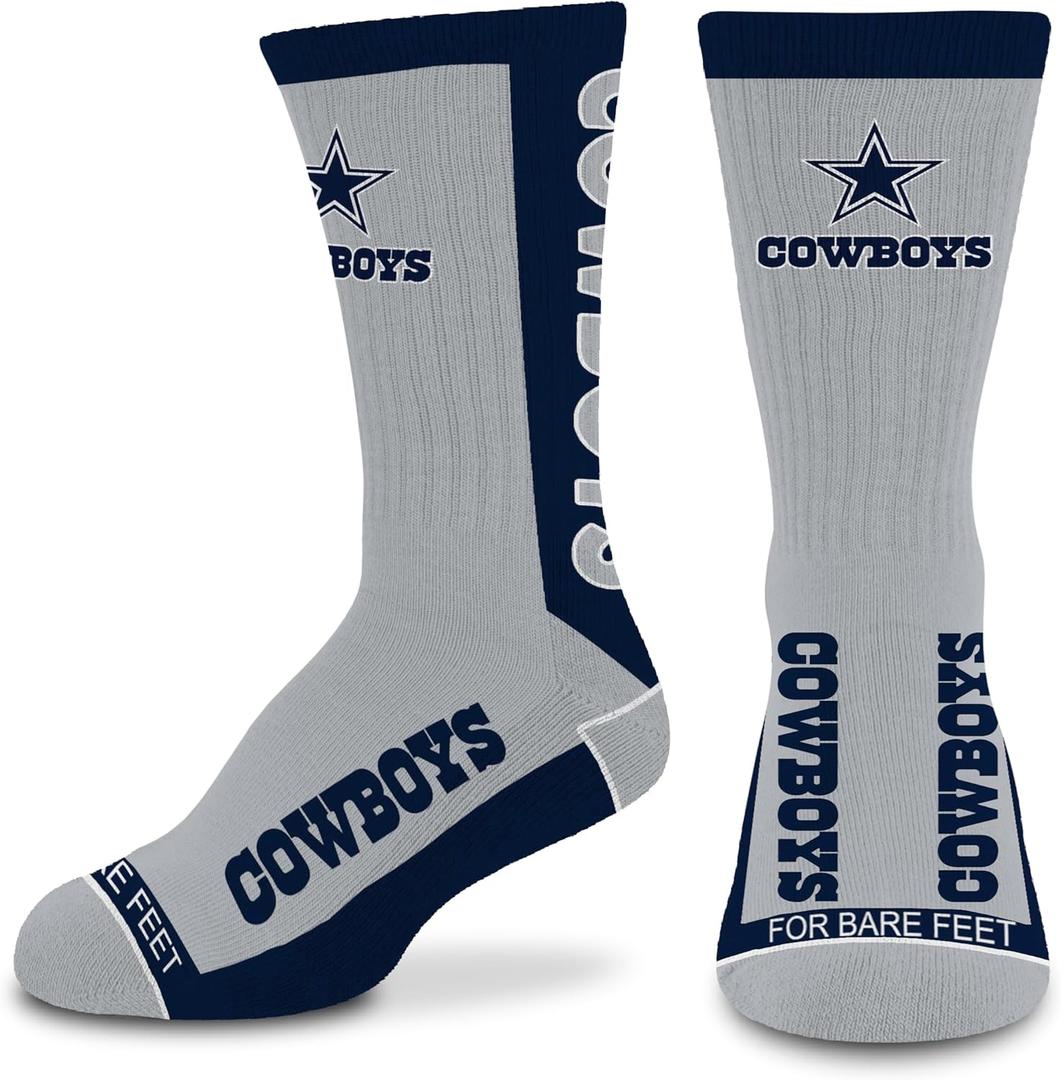For Bare Feet - NFL MVP Classic Team Logo Youth Size Kids Crew Socks Approx. 4-8 years old (Dallas Cowboys)