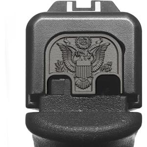 Milspin CNC Milled 3D Engraved Slide Back Plate Compatible with Glock Gen 1-5 I 3 Dimensional I Made in USA (3D Great Seal, Blacked Out, Models G17-G41, G45)