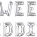 8 x Letter Balloons 40 Inch Large Alphabet A-Z Custom Name Phrase Silver Aluminum Foil Mylar Balloon Letters Reusable Balloon Banner for Birthday Anniversary Baby Shower Party Supplies Decoration