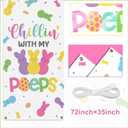 2 x Easter Door Cover, Happy Easter Bunny Door Decorations Chillin With My Bunny Egg Hanger Easter Front Door Banner Welcome Door Porch Sign Party Supplies