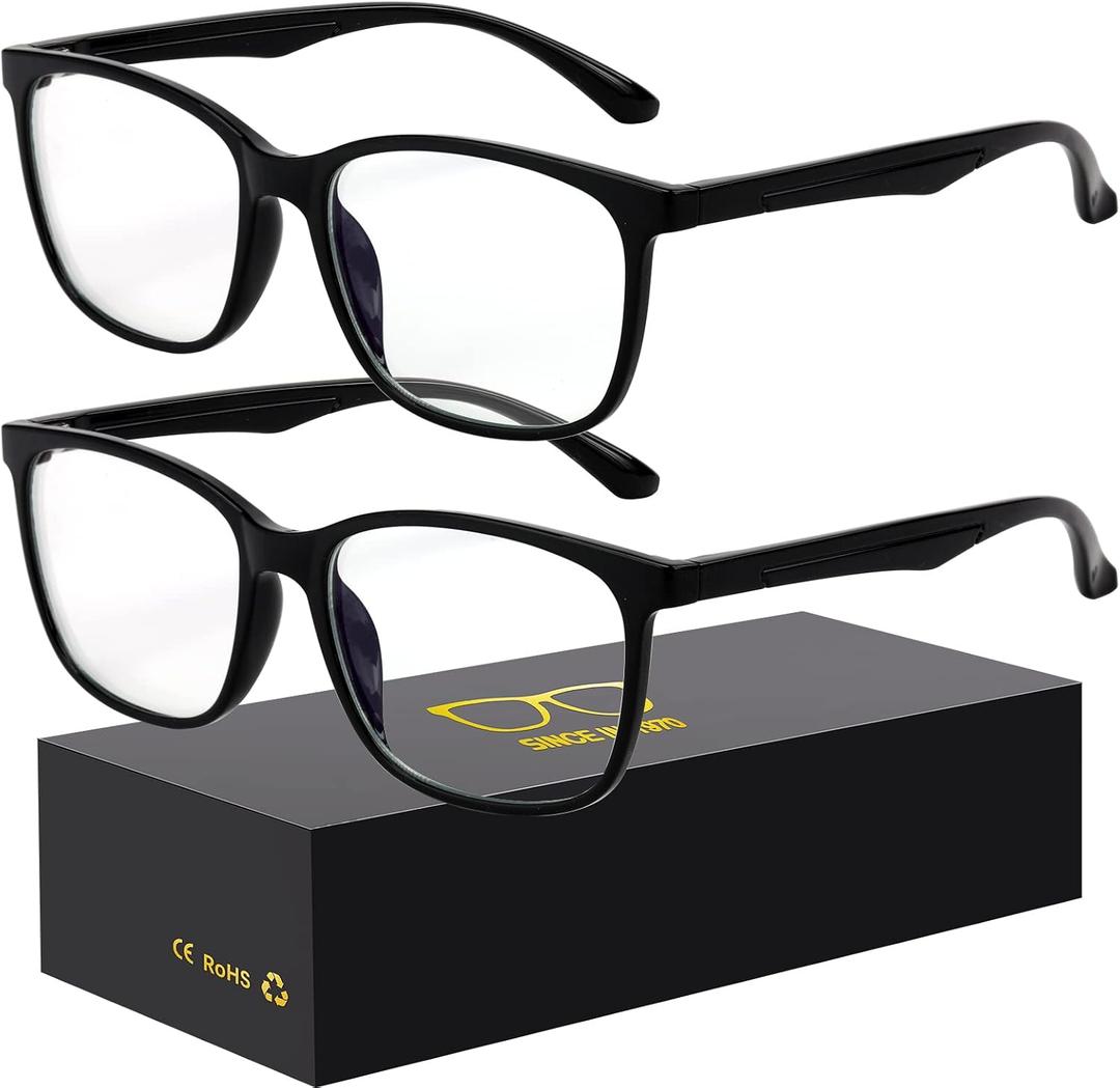 Oilway Blue-Light Blocking Glasses Computer Reading/Gaming/TV/Phones Glasses Fashion Anti Eyestrain Glasses for Women Men（A3 2 * Black）