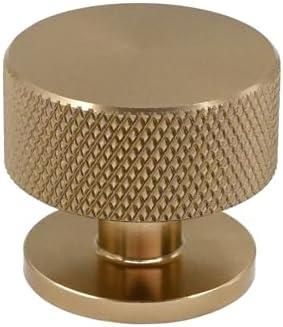 Alzassbg 10 Pack Champagne Bronze Cabinet Knobs, 1.2 Inch Diameter Knurled Round Kitchen Knobs for Cabinets and Drawers AL6023BRG