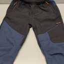 Buyboxs Kids Snow Pants Boys Waterproof Ski Pants Youth Winter Warm Fleece Lined Hiking Trousers Softshell Snowpants Black+Dark Blue-L