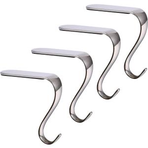DOYOLLA Christmas Stocking Holders Xmas Fireplace Hanger Hooks Holiday Mantel Garland Clips Metal Grips Set of 4 (Silver)