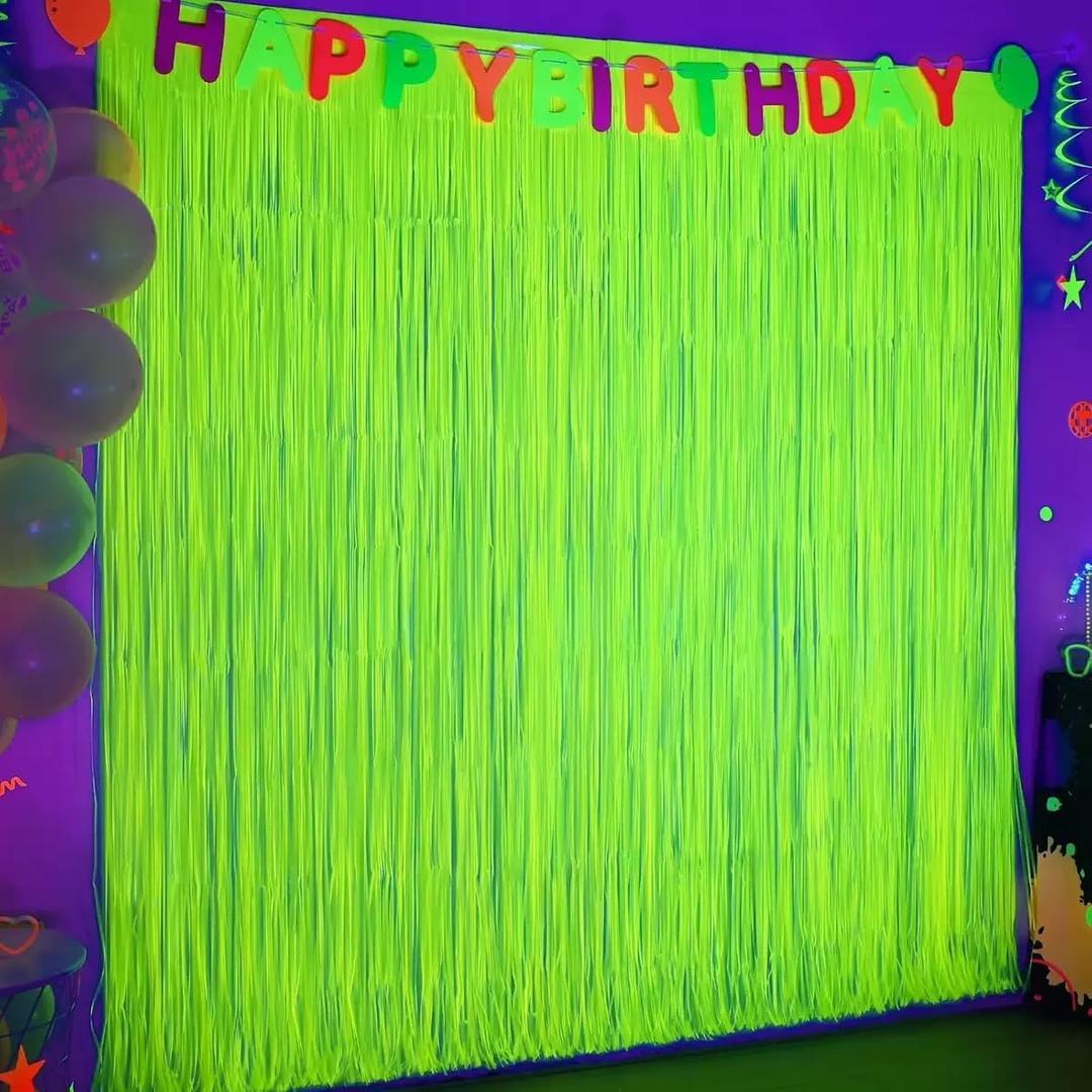 3 Pack 3.28ft x 6.56ft Glow in The Dark Party Decor Supplies for Wedding Birthday Baby Shower Bachelorette Banners DecorationsFluorescent Macaron Yello