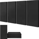 UMIACOUSTICS 4 PCS Acoustic Panels, 2 Thick 23.6" x 11.8" Fiberglass Sound Proof Wall Panels, Sound Absorbing Panels for Studios, Office, Home Theater. Deep Black