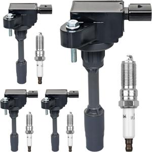 HQPASFY Ignition Coil Pack UF680 & Iridium Spark Plugs Set of 4 Compatible with Buick Envision LaCrosse Regal, Cadillac ATS CTS, Chevrolet Blazer Camaro Colorado Malibu, GMC Acadia Replace# GN10682