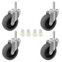 RILIDRI 3-Inch Swivel Stem Caster for Rubbermaid Mop Bucket Utility Cart, 7/16-Inch Stem Diameter Rubber Wheel Set of 4, Heavy Duty TPR Weber Grills Shop Vac Replacement Wheels