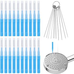 30pcs Shower Head Cleaner Tools, Shower Head Cleaning Brushes Multi-Sized Shower Head Cleaner Picks for Small Hole Anti-Clogging Cleaning Brush for Gap Nozzle Slot (Blue)