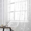 YoungsTex Lace Sheer Curtains 63 Inches Length for Living Room with Embroidered Pattern, Rod Pocket White Drapes Boho Lightweight Light Filtering for Bedroom, 2 Panels, 52 X 63 Inch