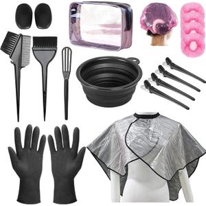 Hair Dye Kit 18 Pieces Hair Coloring Kit, Hair Tinting Bowl, Hair agitator, Dye Brush, Ear Cover, Hairpin, Hair Coloring Cape For Hair Coloring Hair Dye Tools and DIY at Home