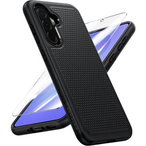 FNTCASE for Galaxy A36-5G Phone Case - A56-5G Military Grade Drop Protection, 14ft Drop Tested, Screen Protector Included, Anti-Slip Matte Textured, TPU+PC Dual Layer Shockproof Cover (Black)