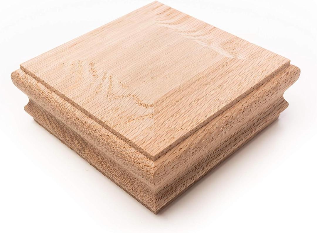 Classic Red Oak Newel Post Cap Will fit Over 3 12 x 3 12 Post (Interior)