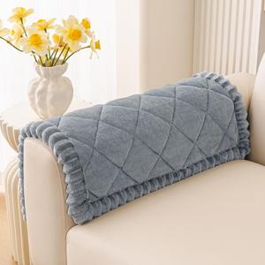 Smiry Fuzzy Couch Cover for Dogs, Non Slip Washable Pet Sofa Cover, Scratch Proof Hair Resistant Plush Sofa Slipcover, Pet Friendly Couch Cushion Protector for Cat, Grey, 27.6" x 27.6"