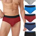 YESWEL Incontinence Underwear for Men, Washable Leakproof Cotton Briefs for Bladder Control, Light Absorbency, 5 Pack (Multicolor01, XX-Large)
