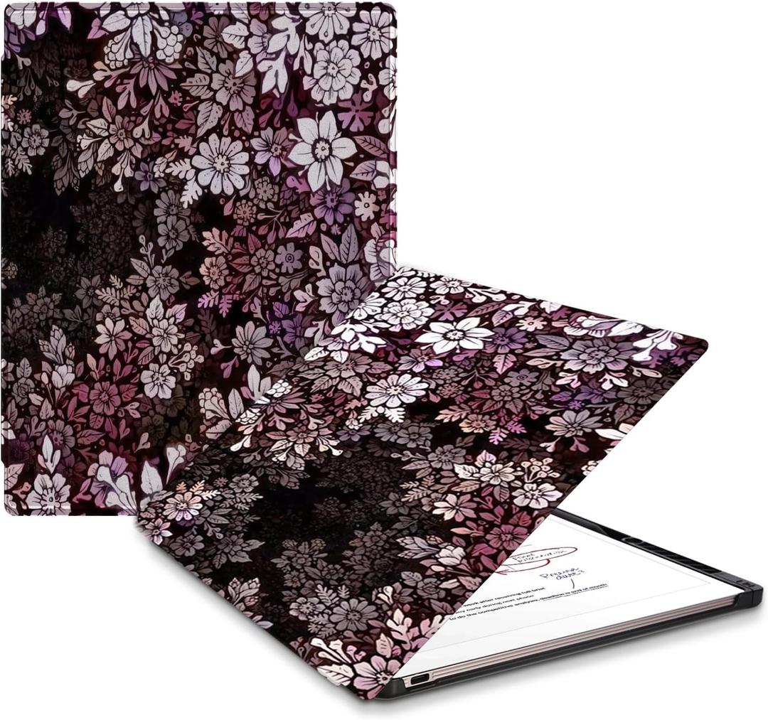 Case for Remarkable Paper Pro Tablet 11.8" (2024 Released) Lightweight and Hard Back Shell Protective Book Folio Cover,Have Auto Sleep/Wake,Pen Holder and Pen Tips Box (Pink White Flowers)