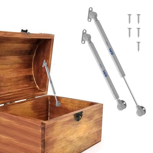 2 Pack Soft Close Toy Box Hinges for Heavy Curved, Round, Arched and Flat Lids - HBL' 150N Gas Strut Spring Safety Hinges to Slow Down and Slow Close, Also Works for Flat Lids.