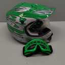 DOT Youth Kids Motocross Offroad Street Dirt Bike Helmet Youth Motorcycle ATV Helmet with Goggles Gloves Green Flame S