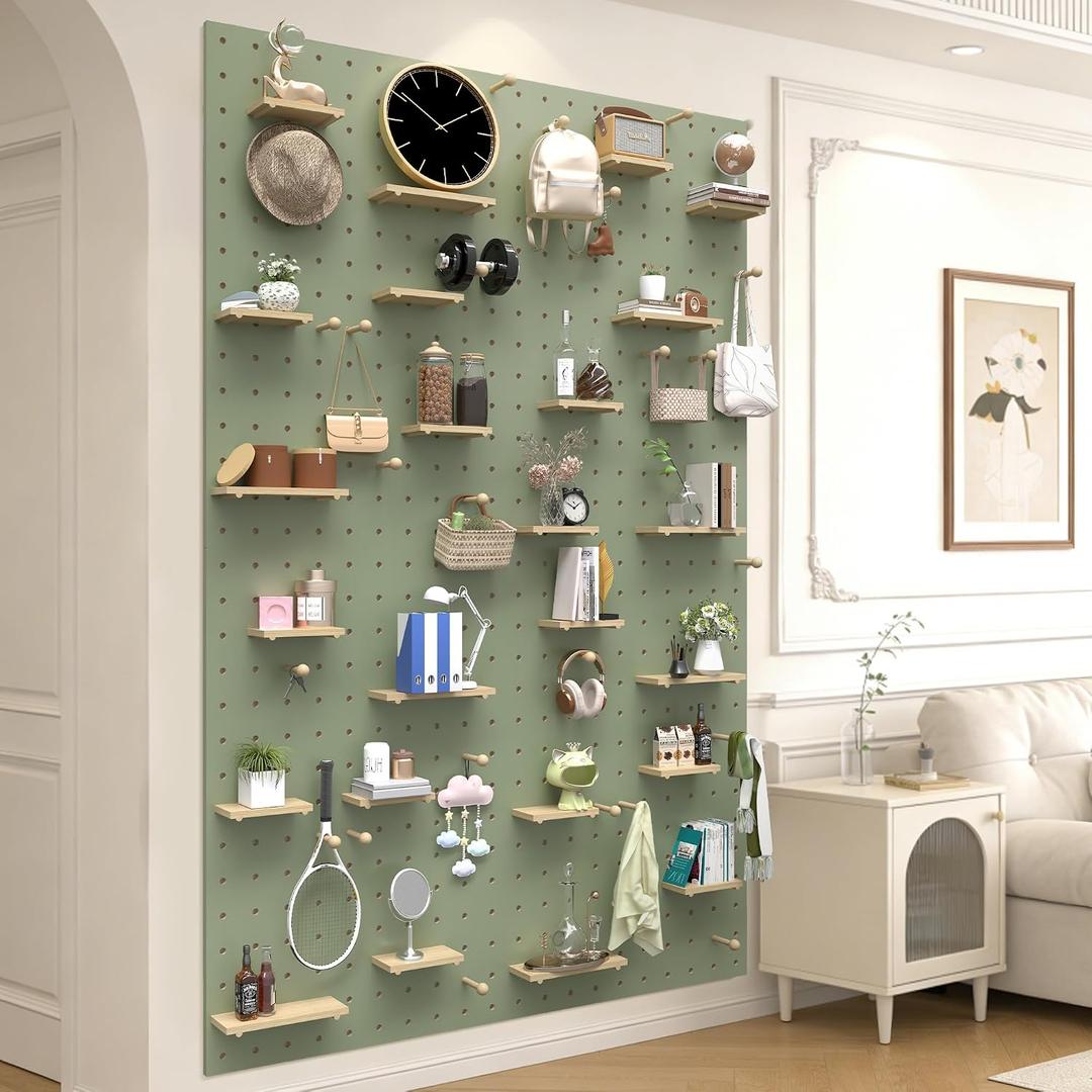 Wooden Modular DIY Pegboard Wall Organizer for Office Garage (31.5x47.2in)