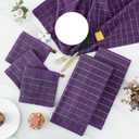 Homaxy Kitchen Towels and Dishcloths Set, 12 x 12 and 13 x 28 Inches, Set of 8 Bulk Cotton Terry Kitchen Towels Set, Checkered Designed, Soft and Super Absorbent Dish Towels, Purple