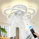 Ceiling Fan with Lights Low Profile Ceiling Fan with Lights Remote Control, 6 Speeds 3 Light Color Flush Mount Fan Lamp for Kitchen Bedroom 20.4" White, Medium