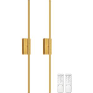 34.6" Wireless Battery Operated Wall Sconces Set of Two,Rechargeable Lamp with Remote, 360 Rotation, 10000mAh Battery, Touch Dimmable Lights for Living Room Hallway Bedroom, Gold D05YBP205