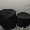 Round Set of 2 Ottoman with Storage-Upholstered Velvet Vanity Stool for Makeup Multifunctional Ottomans Coffee Table Padded Seat Foot Rest for Living Room&Bedroom (Black)