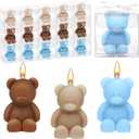 50 Pcs Bear Baby Shower Candle Favors for Guest Bear Party Favors Baby Shower Candles Bulk for Gifts Party Decorations (Light Brown,Dark Brown,Blue)