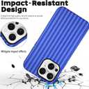 for iPhone 16 Pro Max Case Cute Striped Phone Case Compatible with MagSafe, Dual-Layer Shock Protection(Hard PC + Silicone) - Aesthetic Protective Phone Cover for Women Girl, Navy
