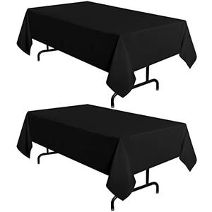 Pureegg 2 Pack Black Tablecloth 60 x 102 Inch, Rectangle 6 Feet Table Cloth - Stain and Wrinkle Resistant Washable Polyester Table Cover for Dining Tables, Buffet Parties and Camping