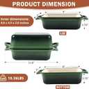 9 x 5 Inch Bread Pan Enameled Cast Iron Loaf Pan with Lid for Baking, 2 in 1 Non-stick Sourdough Bread Loaf Pan for Homemade Bread, Oven & Stovetop Safe for Gas, Electric & Induction, Green