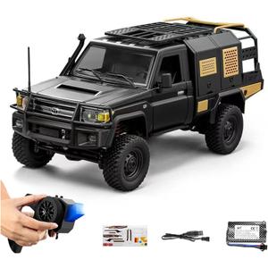 YIKESHU MN82S 1/12 Scale RC Rock Crawler Truck, 4WD Off-Road Remote Control Car with LED Lights, 2-Speed 2.4GHz Proportional Control, All Terrain RTR Hobby Toy for Adults (Black)