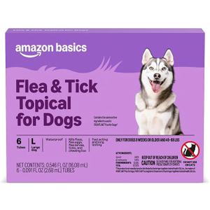 Amazon Basics Preventative Flea and Tick Topical Treatment for Dogs, Large Dog (45-88 lbs), Fast Acting and Long Lasting, 3 Counts