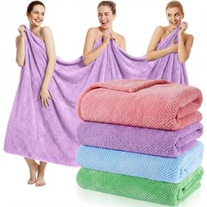Newwiee 4 Pcs Oversized Bath Towels 40x80 Inches Extra Large Bath Sheet Towels for Adults Quick Dry Soft Absorbent Fluffy Microfiber Shower Sheet for Bathroom Hotel Spa (Bright Colors)