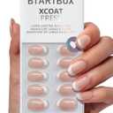 BTArtbox Press On Nails Short - Lamp-Curable Oval White French Tips Press On Nails with Glue for Women, Semi-Transparent Soft Gel Glue On Nails in 15 Sizes - 30 Stick On Nails Kit, Chic Twins