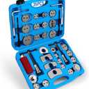 DISEN 35PCS Disc Brake Caliper Tool Kit, 24 Adapters Brake Piston Compressor & Wind Back Tool Set for Brake Pad Replacement, Heavy Duty Caliper Compression Tool Fits Most Vehicles