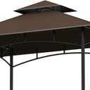 Grill Gazebo Replacement Canopy Top, 5'x8' Top Double Tiered Replacement Canopy Roof, Grill Shelter Cover Roof Fit for Gazebo Model L-GG001PST-F (Brown)