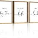 Houmury Framed Set of 3 And So Together They Built A Life They Loved Above Bed Wall Decor Wall Art for Farmhouse Home Bedroom Kitchen Living Room Wood Signs (Brown,12"x16")