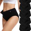 INNERSY Women's Underwear Cotton Soft Underwear High Waisted Breathable Briefs 5 Pack (Black, M)