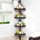 ALLZONE Rustproof Shower Caddy Corner for Bathroom, Bathtub Storage Organizer for Shampoo Accessories, 4-Tier Adjustable Shelves with Tension Pole, Fit Height 34 to 116 Inch, Brown